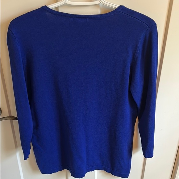 La Madona Women's Blue Crew Neck Sparkly 3/4 Sleeve Sweater, size M - Picture 7 of 7